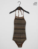 [MADE] Muka hippie stripe net halter neck monokini swimsuit