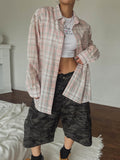 Candy Soft Loose-Fit Cotton Checkered Shirt