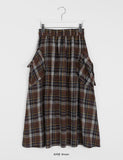 Vanku banding ribbon check long skirt