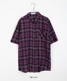 [unisex] Helka check over short sleeve shirt