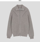 Central Rope High-Neck Knit Zip-Up