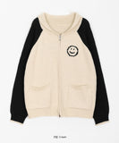 Taps Smile Two-Way Color Matching Knit Zip-Up Cardigan