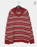 Booz Stripe Collar Overfit Knit