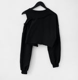 Linna One Shoulder Crop Sweatshirt