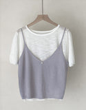 [Bustier set] Bier Layered Short Sleeve Knit