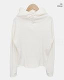 Bre High Neck Waffle Warmer Hooded Long Sleeve T-Shirt