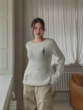 Autumn Damage Boat Neck Knitwear