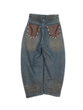 Elt leather pocket denim pants