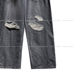 Hidden String Embo Coated Oil Denim Pants