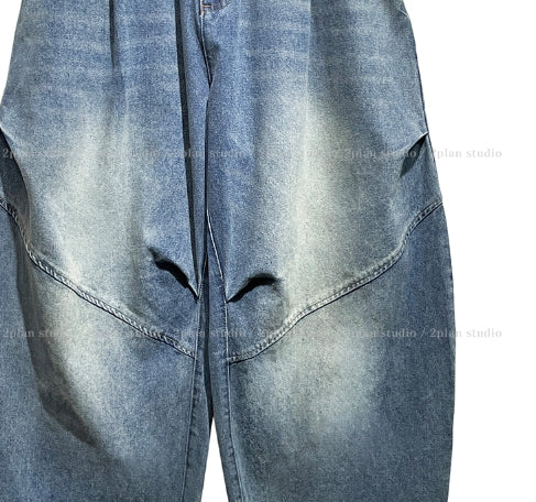 【2plan】Wavy Washing Pin Tuck Balloon Denim Pants 2plan (ツープラン) - ウェイビーウォッシュ加工ピンタック