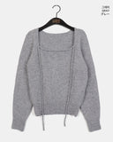 Hoyan Ribbon Halter Bolero Square Neck Knit