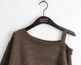 Aribel Unbalance One Off Shoulder Strap Long Sleeve Knit