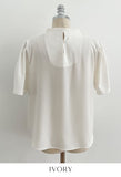 Azrin Half-Neck Drape Short Sleeve T-blouse