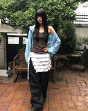 Buna Frill Ribbon Layered Wrap Skirt