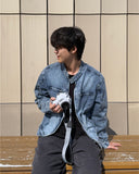 Biker Washed Denim Jacket