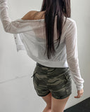 Summer Snap Button See-through Crop Cardigan
