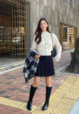[10% wool] Baon Boucle Semi Turtleneck Knit Cardigan Set