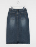 Mellikeu Cat Washing Denim Midi Skirt