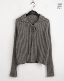 [MADE] Foundy Wool Ribbon Strap Collar Ribbed Long Sleeve Knit