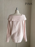 Verna Half Off Shoulder Big Collar Blouse