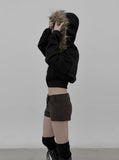 Multi-Fur Crop Hooded Zip-Up