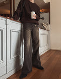 Capri long bootcut denim pants