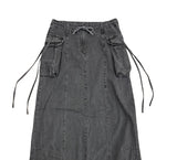 Pigmented Rope Cut Cargo Long Skirt