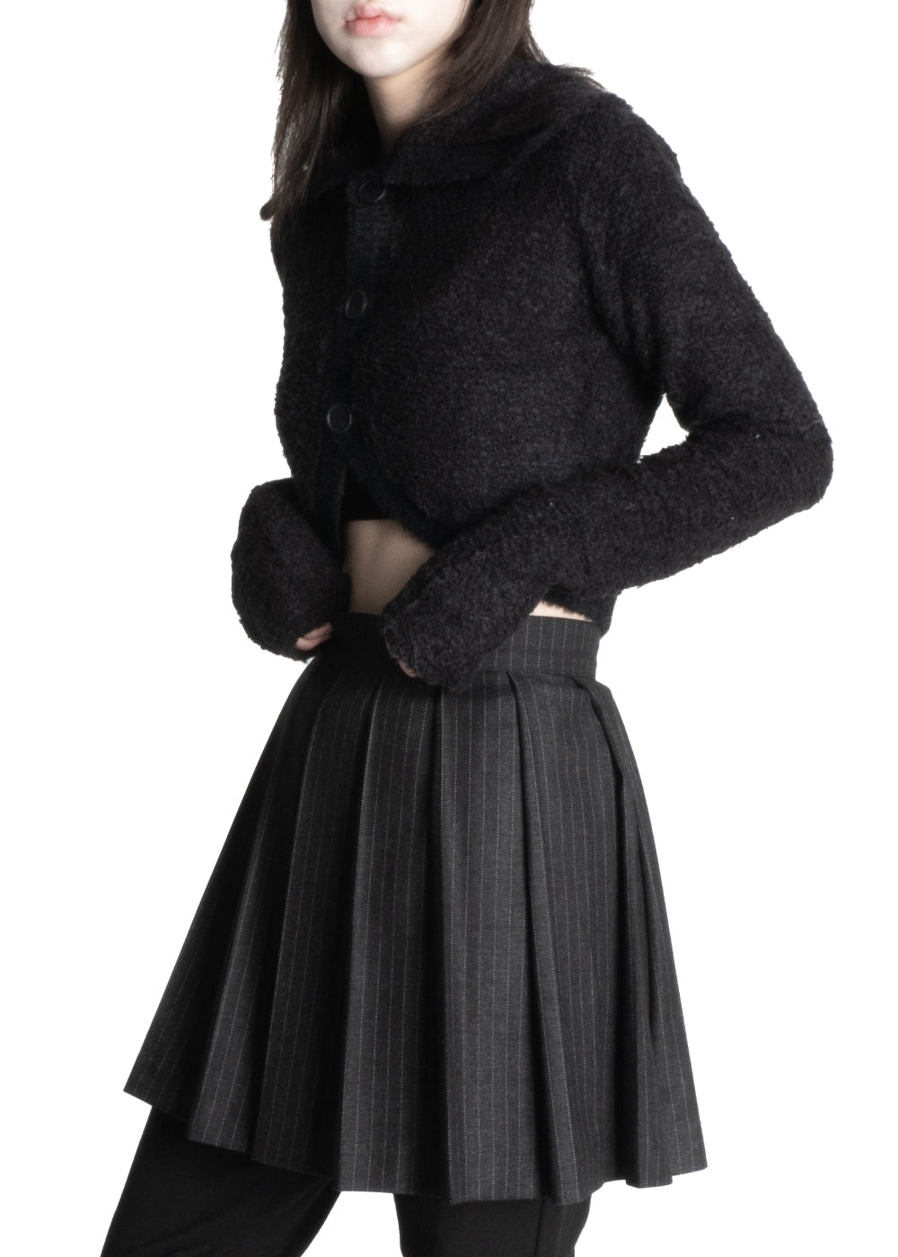 【WOOHWA】STRIPE PINTUCK PLEATS MINI SK WOOHWA (ウーファ) - ストライプピンタックプリーツミニスカート