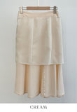 Jemu Satin Flare Midi Skirt