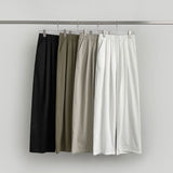 Summer Pin Tuck Long Wide Banding Pants