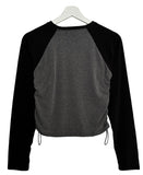 Raglan string crop tee