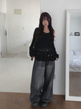 Linder Mesh See-Through Loose-Fit One-Shoulder Knit