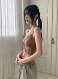 Hino Balletcore Eyelet Ribbon Cropped Sleeveless