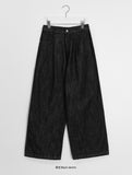 Tedia pin tuck wide raw denim pants