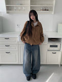 Camu Suede Slit Blouson Jacket