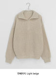 [unisex] Hobella High Neck Half Zip-Up Knit Cardigan