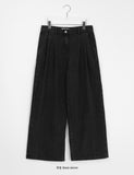 [BAONHAUS] Pikin Black Blue Pin Tuck Denim Wide Pants