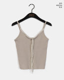 Fruit Ribbed Lace Ribbon Inner Layered Sleeveless