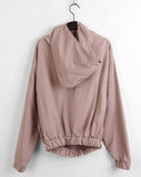 Pebble Shirring String Windbreaker Long Sleeve Hood T-shirt