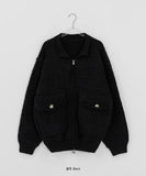 [unisex] Kamba Pocket Collar Cable Knit Zip-Up