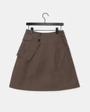 Lou Pocket Unbalanced Wrap Pleats Midi Skirt
