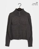 Siemen Ribbed High-Neck Pocket Two-Way Knit Zip-Up