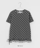 Kyaoli Dot Frill Short Sleeve Tee