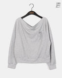Kento waffle pocket off-shoulder sweatshirt