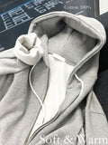 Brushed two-way hooded zip-up