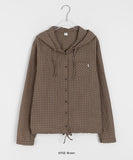 Heiki Pocket String Check Hood Shirt