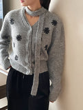 [Tie Set] Ripelle Daisy V-Neck Knit Cardigan