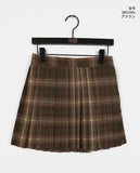 [Brushed] Blitz check pleated mini skirt