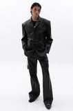 washing leather 4 buttons blazer