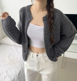 Fluffy Avant-Fit Shibori Alpaca Long Sleeve Cardigan